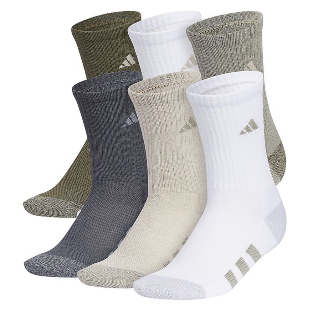 adidas Boys Youth 6-Pack Cushioned Classic Crew Socks